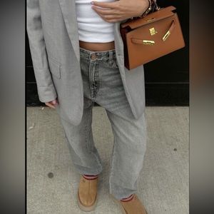 ZARA GREY DENIM STRAIGHT JEANS